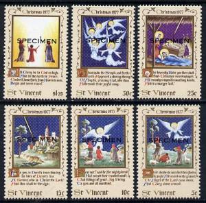 St Vincent 1977 Christmas set of 6 opt'd Specimen, as SG ...