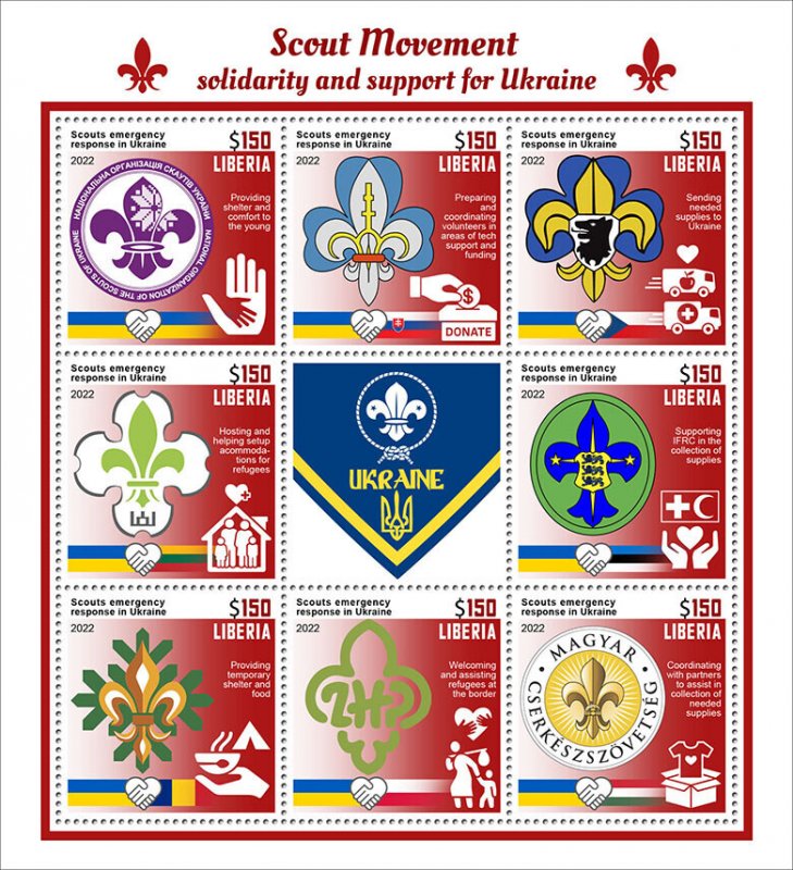 LIBERIA 2022  SCOUT MOVEMENT SOLIDARITY & SUPPORT FOR UKRAINE SHEET MINT NH