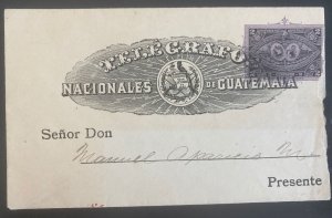 1895 Guatemala Postal Stationery National Telegraph Cover