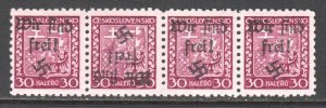 CZECHOSLOVAKIA 156 STRIP 4 ERROR LOCAL REICHENBERG OVERPRINT OG NH U/M VF