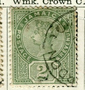 JAMAICA; 1889 early classic QV issue used 2d. value