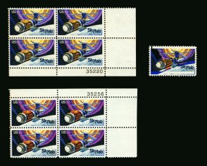 #1529 1974 10c EFO Skylab Color Shift Errors, Single & 2 Plate # Blocks MNH