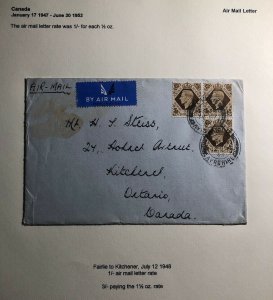 1948 Fairlie England Airmail Cover To Kitchener Canada