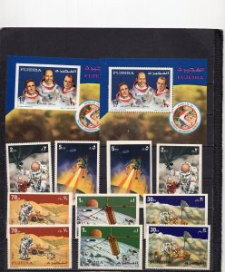 FUJEIRA 1972 SPACE/APOLLO XV 2 SETS OF 5 STAMPS & 2 S/S PERF. & IMPERF. MNH