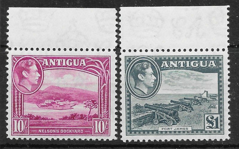 ANTIGUA SG108/9 1948 10/= & £1 HIGH VALUES MNH