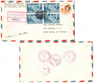 United States A.P.O.'s 5c China (4) on 6c Monoplane Air Envelope 1944 New Yor...