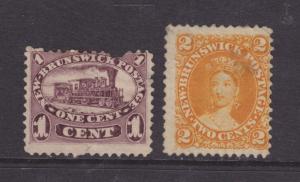 New Brunswick Sc 6, 7  MNG. 1860-1863 definitives w/ faults, 2 diff