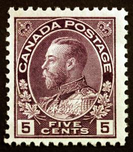 Canada #112 5c Violet 1922 King George V VF *MNH* CV $180