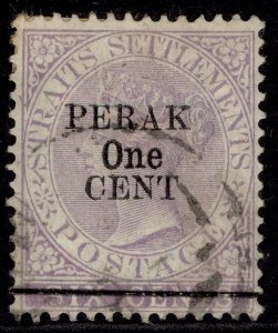 MALAYSIA - Perak QV SG47, 1c on 6c lilac, FINE USED. Cat £180.