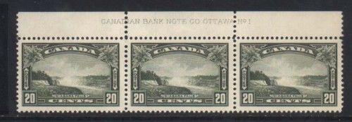 Canada #225 XF/NH Plate Strip Of Three