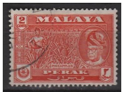 Malaya Perak 1957 Scott 128 used - 2c, Pineapples & Sultan