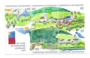 Liechtenstein 1999 Unterland 300th anniversary Sc 1138 S/S MNH C13
