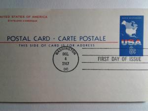 SCOTT # UX 54 EIGHT CENTS POST CARD AIR MAIL FIRST DAY OF ISSUE  1967