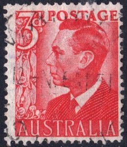 Australia SC#235 3d King George VI Single (1951) Used