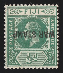 FIJI : 1915 WAR STAMP KGV ½d INVERTED. Rare error . Only 1 sheet printed.