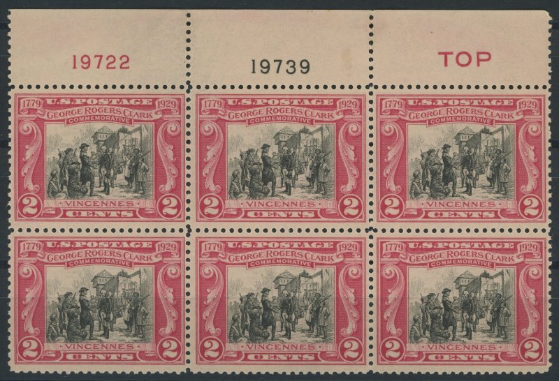 USA 651 - George Rogers Clark - Plate Block of 6 - Mint lh