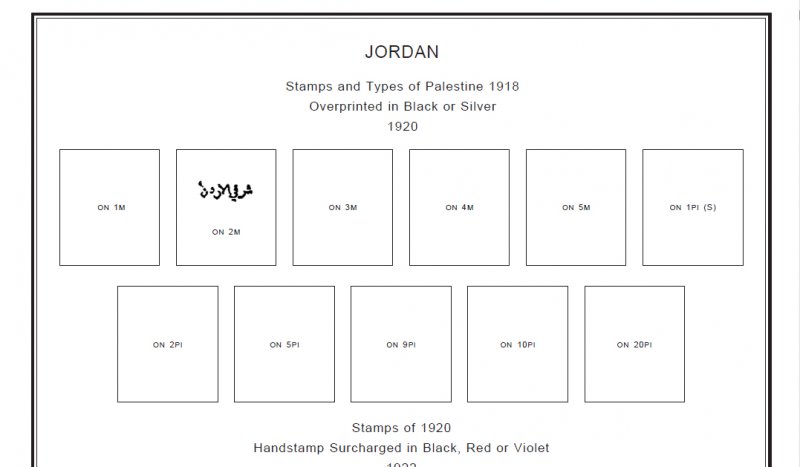 JORDAN STAMP ALBUM PAGES 1918-2011 (288 PDF digital pages)