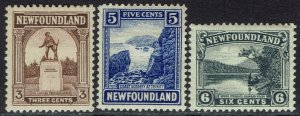 NEWFOUNDLAND 1923 PICTORIAL 3C 5C AND 6C