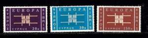 Cyprus stamps #229 - 231, MHOG,   Europa Set, 1963,  CV $54.75