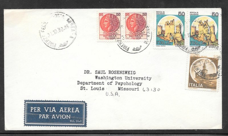 Just Fun Cover Italy #1290,1409,1412 on Air Mail Cover (12843)