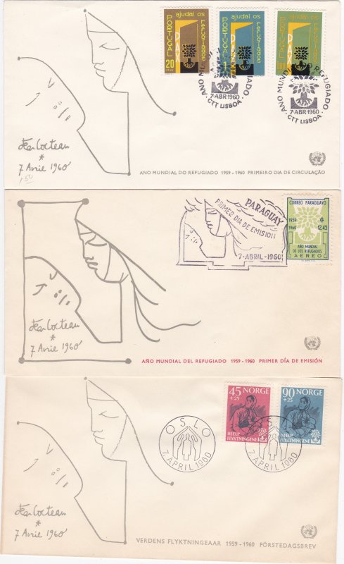 World Refugee Year 24 First Day Covers with a Common Designed Cachet on each