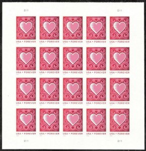 US #4847a 49c  Paper Heart, VF NH IMPERF SHEET of 20, LIMITED SUPPLY, Rare! V...