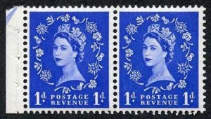 SB22 QEII 1d Wmk Tudor Booklet Pane of Two Perf Type I (1/2v) U/M Good Perfs