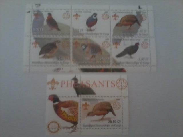 CONGO 2 SHEETS BIRDS PHEASANTS