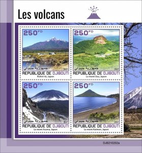 DJIBUTI - 2021 - Volcanoes - Perf 4v Sheet - Mint Never Hinged