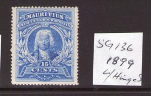 Mauritius  Victoria 15cts 1899 SG136, single, ultramarine lightly hinged.