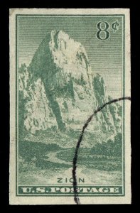 U.S. Scott #763: 1934 8¢ Zion National Park imperf, Used, XF