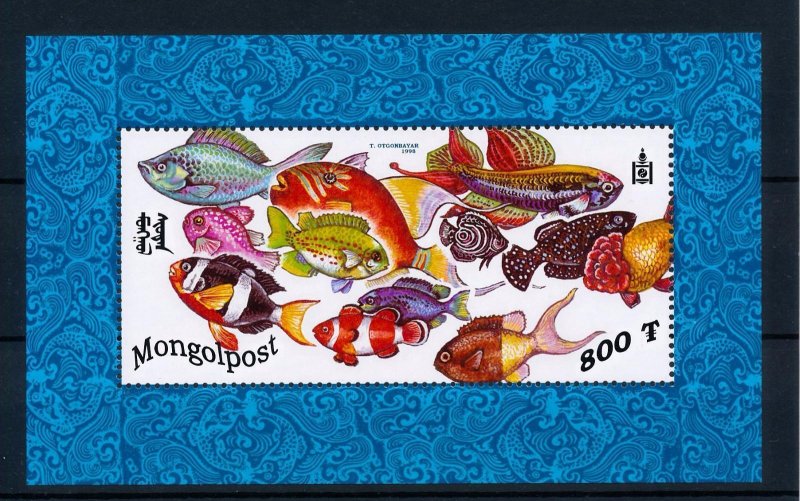 [40589] Mongolia 1998 Marine life fish Souvenir Sheet MNH