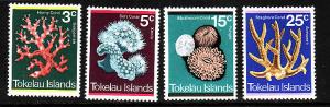 Tokelau-Sc#37-40-unused NH Marine Life set-1973-Corals-