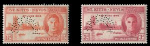 St. Kitts-Nevis #91-92S Cat$95, 1946 Victory, set of two, perforated Specimen...