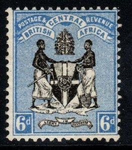 NYASALAND SG24 1895 6d BLACK & BLUE MTD MINT