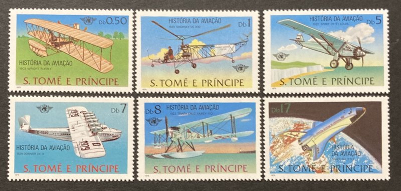 Sao Tome and Principe 1979 #528-33, History of Aviation, MNH.