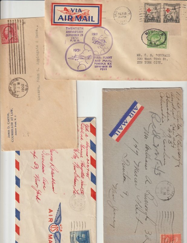 US Postal History 1902-1945 , 4 Covers Airmails, Prexies and Canal Zone etc. ++