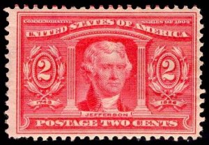 US Stamp #324 2c Carmine Jefferson MINT Hinged SCV $22.50