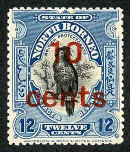 North Borneo SG188 1916 Feb 10c on 12c black and deep blue type 67 surcharge M/M