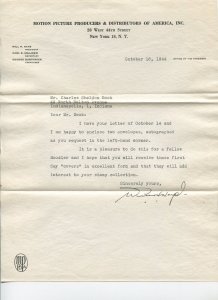 Will H. Hays Politician & Motion Pictures Executive Signed Cover & Letter 937v