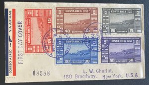1941 Costa Rica First Day Airmail Cover To Broadway NY Usa Soccer Championship