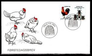 Norway, Scott cat. 845-846. Rooster & Honey Bees issue. First day cover.