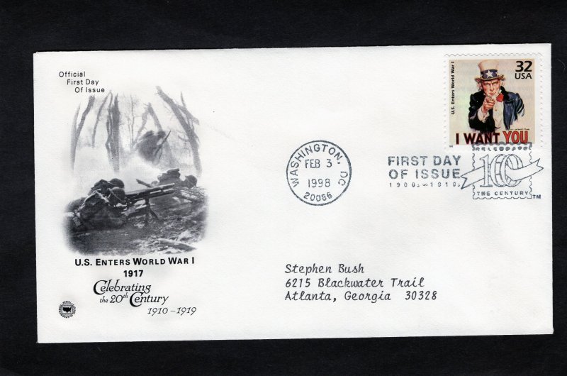 3183i World War I, FDC PCS addressed