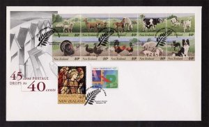 New Zealand 1995 Farm Animals and christmas FDC