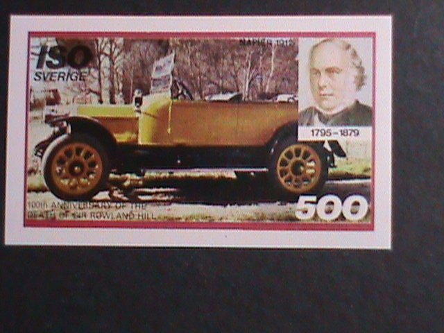 ​OMAN-ISO- CENTENARY DEATH OF SIR ROWLAND HILL-ANTIQUE CAR MNH IMPERF S/S- VF