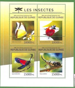 A0590 -  GUINEE Guinea -  ERROR  MISSPERF SHEET -  Butterflies INSECTS  Lady Bug