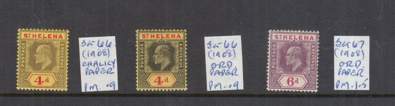 ST HELENA 1908 4D ORDINARY+CHALKY AND 6D ORDINARY MINT SG66 AND SG67