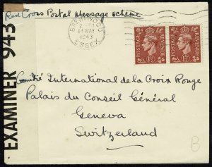 G.B.KG VI 1943 RED CROSS MESS SCHEME COVER WITH PAIR of SG 487 IN FAIR CONDITION