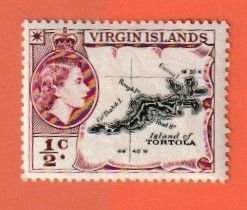 VIRGIN ISLANDS SCOTT#115 1956 1/2c MAP OF TORTOLA - MH