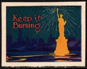 1914 US WW I Propaganda Poster Stamp Keep It Burning Unused